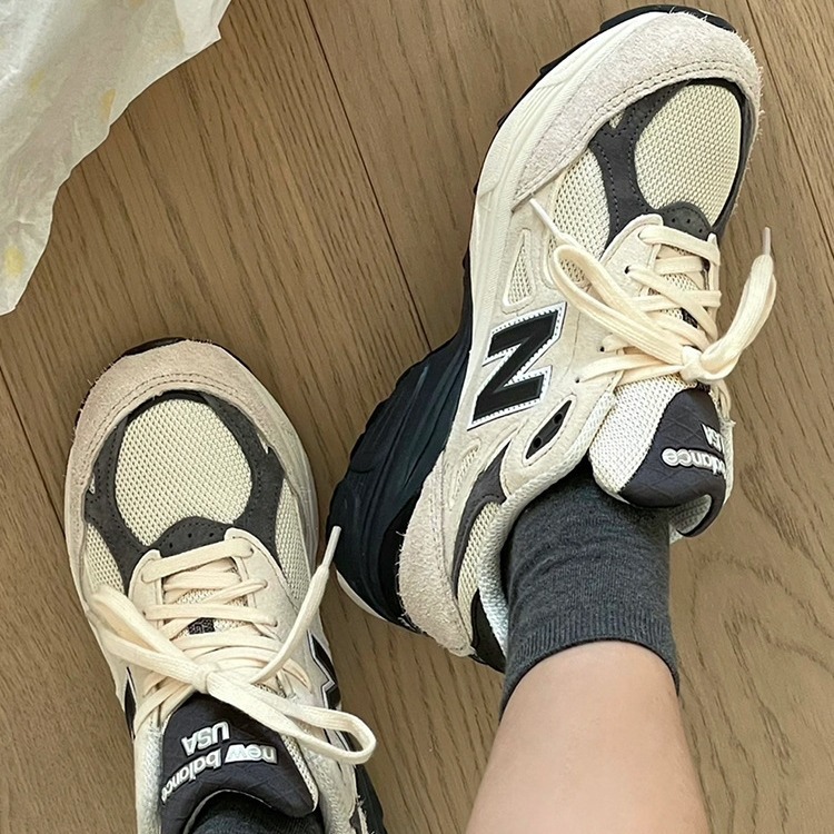 NB 990 üslubunda unisex idman ayaqqabısı, boz retro model