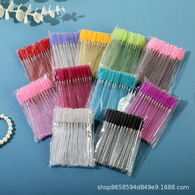 Cepillo de pestañas de varilla de cristal, cepillo de pestañas pequeño, cepillo de maquillaje, cepillo de cejas en espiral, peine de cejas, pestañas injertadas, peine de pestañas