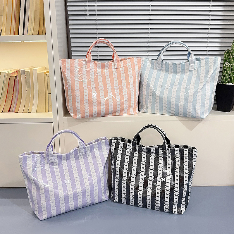 2026 New Large-Capacity Double-Sided Pink Versatile Canvas Bag, Casual Simple Commuting Lazy Tote Bag