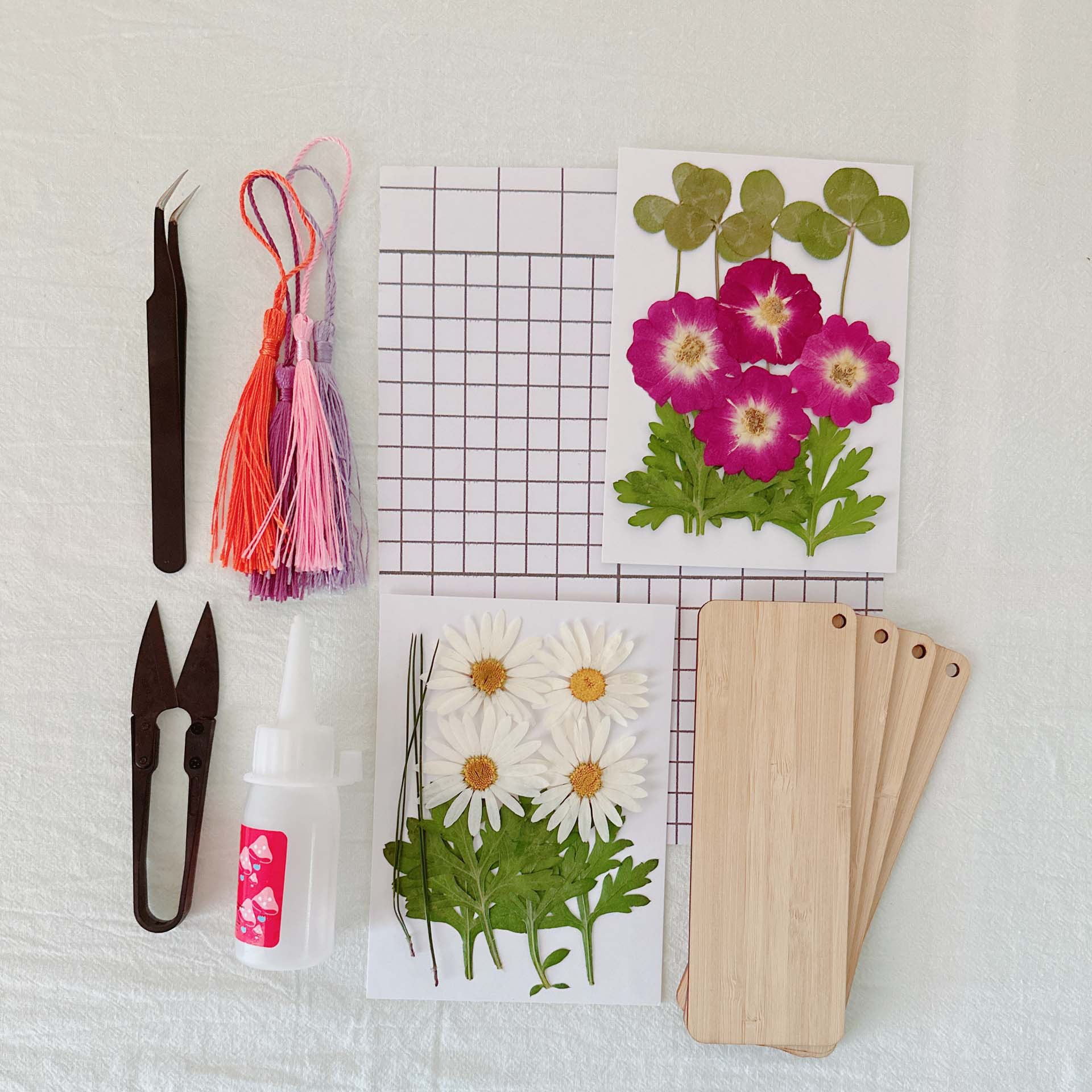 Dried Flower Bookmark Material Kit, Pressed Flower DIY Handicraft, Tourist Souvenir, Real Flower Bamboo Sliver Specimen, Student Supplies