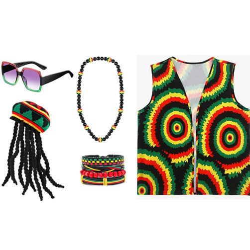 Nuevo vestido de fiesta de junio, sombrero de pescador personalizado, pulsera retro, collar, vestido de fiesta de junio, gafas