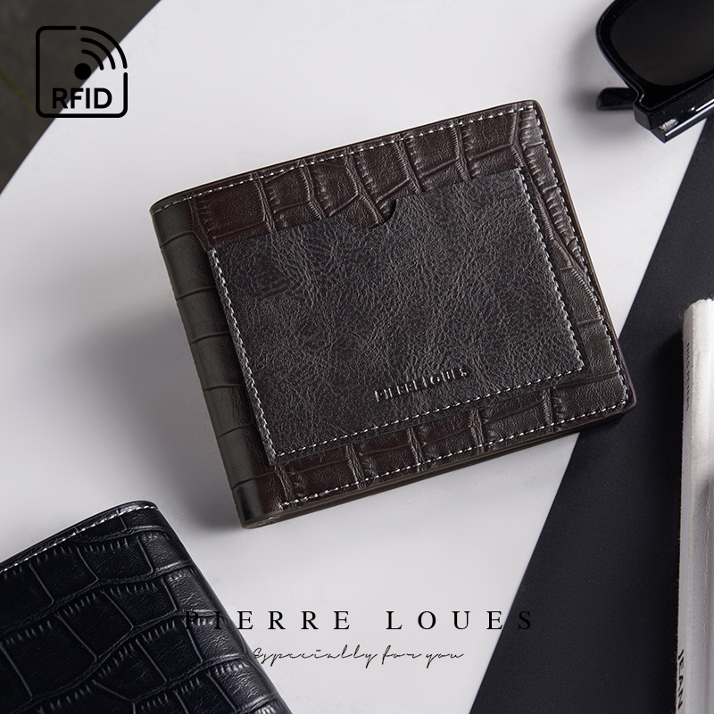 Levi's Cross-border Fashion Men's Wallet New Crocodile Pattern Zero Wallet RFID Multifunction Card Holder for Men Wholesale