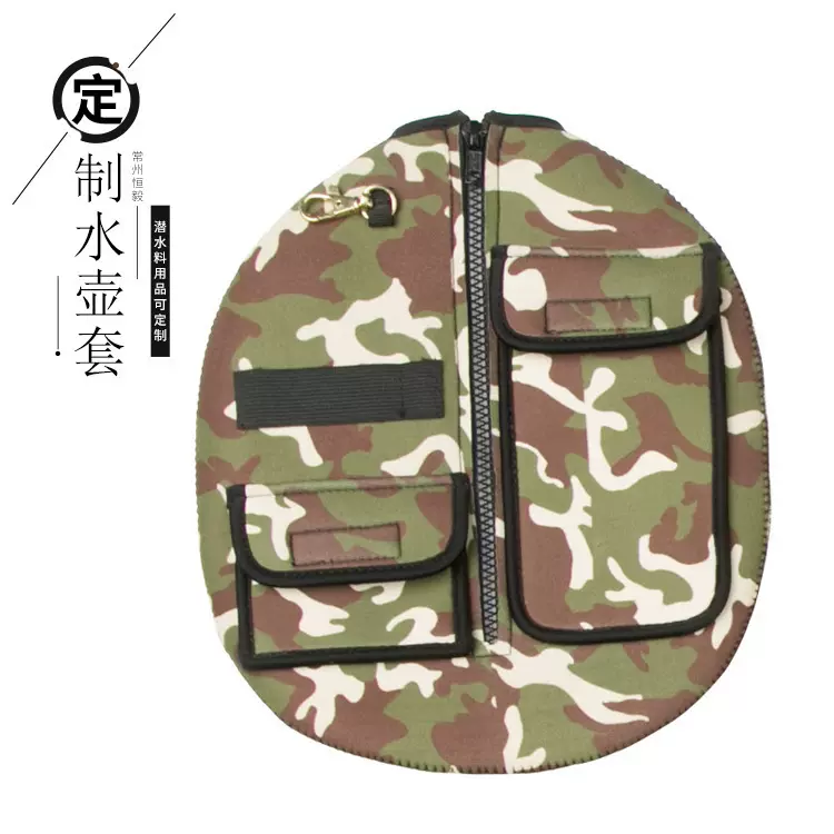 厂家供应亚马逊潜水料水壶套 口袋可放手机钥匙扣多功能水壶套