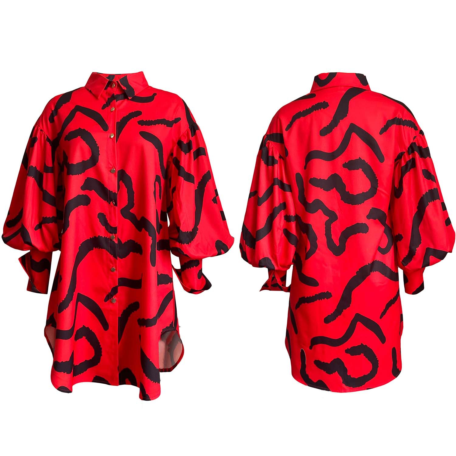 Women Clothing Loose Printed Shirt Dress 6 Women Clothing Loose Printed Shirt Dress