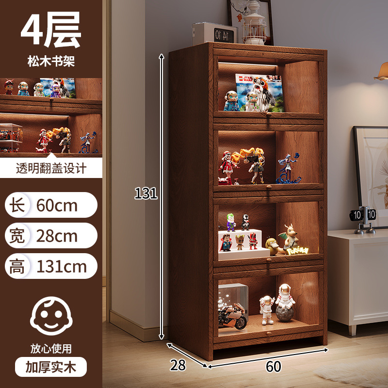 Mesita de noche de madera maciza Estilo retro americano Dormitorio junto a la cama Gabinete de almacenamiento multicapa para el hogar Estante con grietas