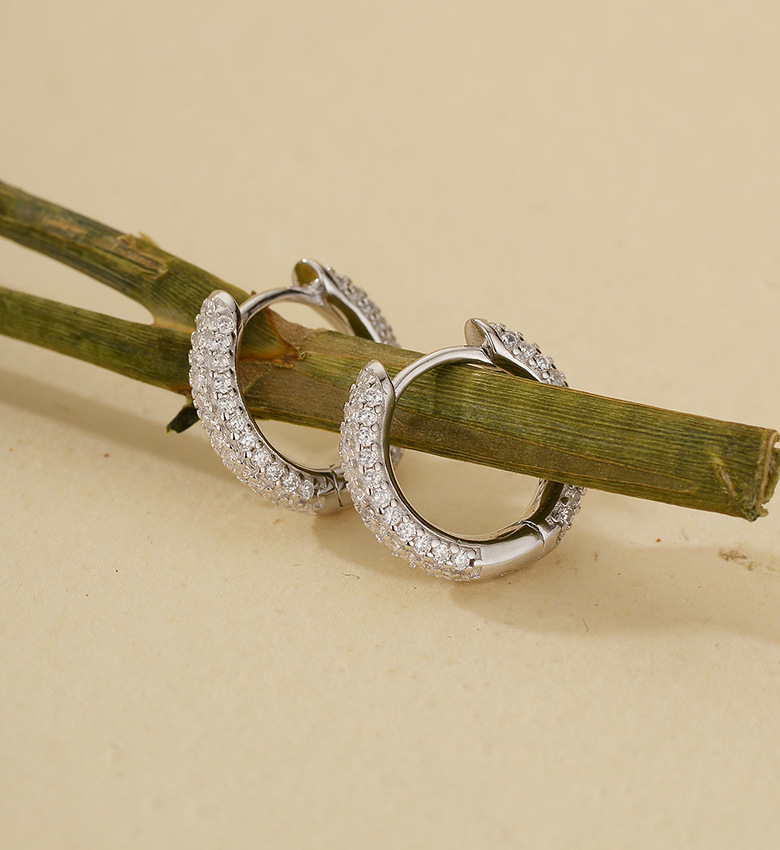 925 Sterling Silver Ear Needle Material 1 Pair 925 Sterling Silver Zircon 925 Sterling Silver Earrings Geometric Earrings