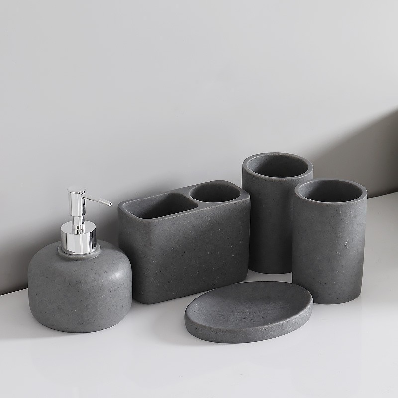 Juego de artículos de baño de cinco piezas, juego de vasos para cepillos de dientes, soporte para cepillos de dientes, lavabo de pared