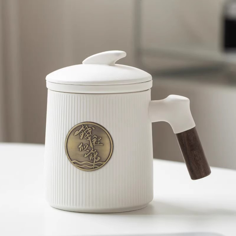 陶瓷过滤泡茶杯茶水分离杯办公室个人杯带盖陶瓷杯伴手礼德化陶瓷