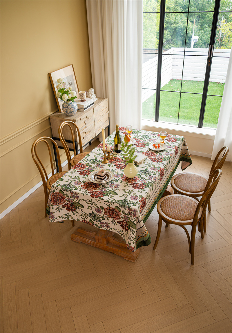 Vintage Jacquard Tischdecke Mit Blumenmuster Im Retro-stil_voghion.com