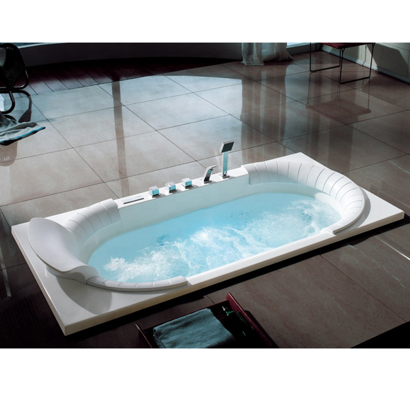 Acrílico incrustado bañera hogar bañera adulto blanco doble almohada rectangular surf cilindro 1800*900mm