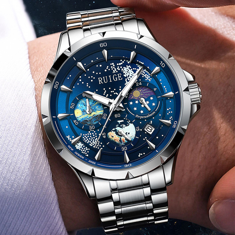 Neue Marke Ruige Uhr Herrenuhr Star Ocean Trend Quarzuhr Multifunktionale leuchtende wasserdichte Herrenuhr_voghion.com