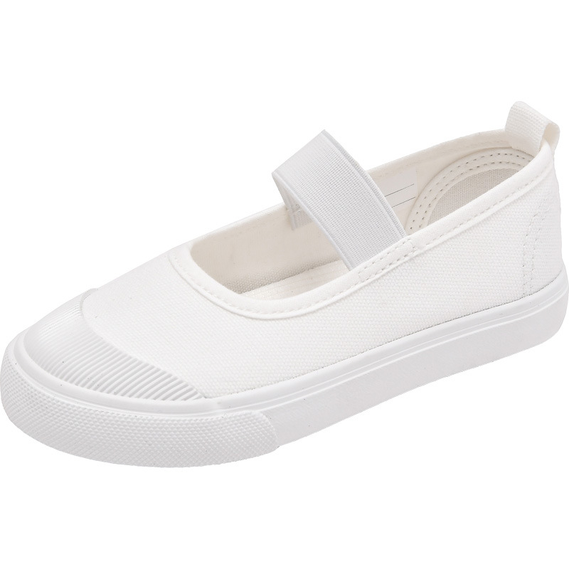 Xiao Mei and Xiao Bao children's canvas shoes Boys and girls school designated little white shoes kindergarten white square shoes