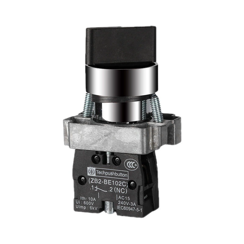 Two-gear knob button switch XB2-BD21C self-lock ZB2 rotation select conversion switch BD25 silver dot 22mm