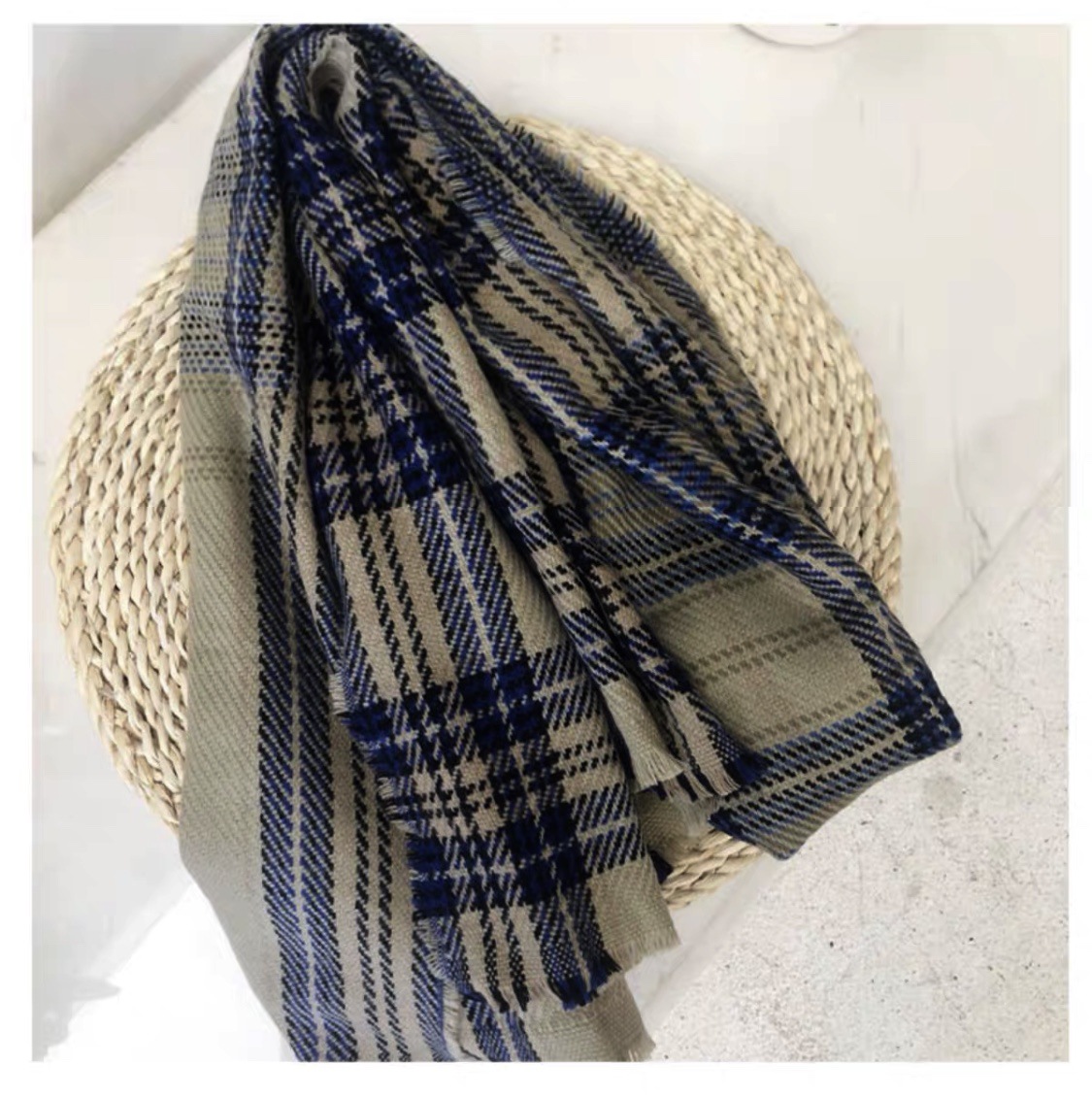 Recommended~ACPink Plaid Scarf Thickened Classic Plaid Long Large Shawl Warm Casual Women's Autumn And Winter Scarf