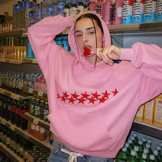 Y2K Autumn and Winter Hooded Warm Loose Casual Sports Sweatshirt Five-Pointed Star Printed Pullover Cross-Border Wholesale