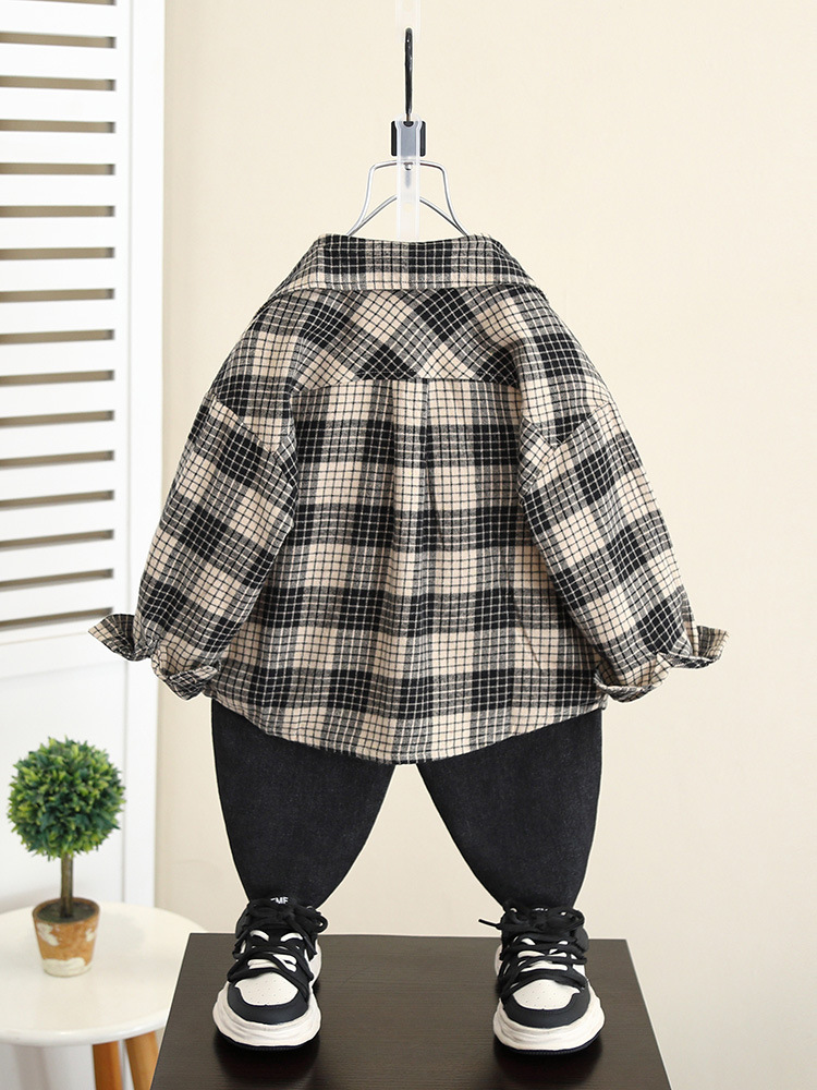 Camisa a Cuadros para Niños 5840, Nueva Chaqueta Otoñal Elegante para Niños 2026, Camisa de Primavera y Otoño para Bebés