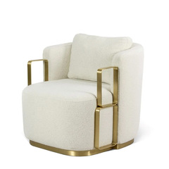 意式輕奢金屬羊羔絨單人椅侘寂風網紅ins美容院工作室洽談單人椅