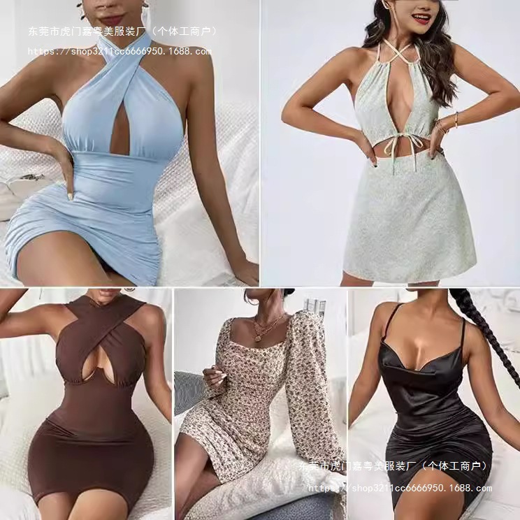 欧美外贸快时尚女装杂款连衣裙直播 实体店服装库存尾货批发dress