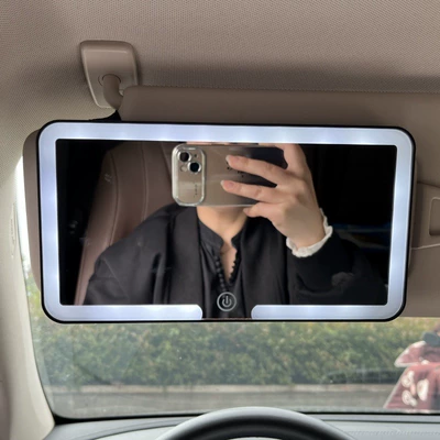 Cross-border LED car makeup Sun visor rearview mirror - black-universal-for-all-models