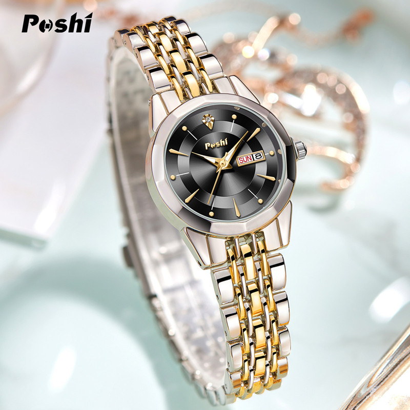 2023 nuevo reloj de marca poshi reloj de cuarzo de moda TikTok popular doble calendario impermeable reloj de mujer