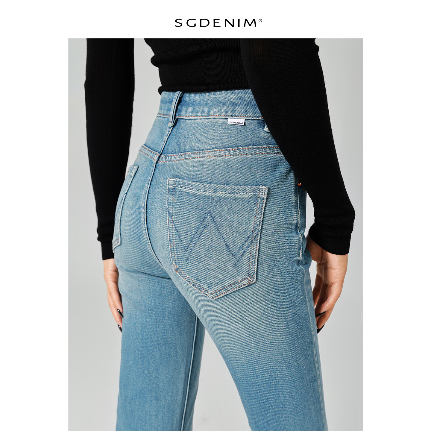 Retro High Waist Micro-horn Jeans Women's Jeans Versatile Four-season Color Four-sided Elastic Tight Body Hip Lift_ecoleips.com