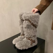 设计感小众内增高雪地靴女2025年秋冬毛毛靴套筒棉靴子加绒靴子女