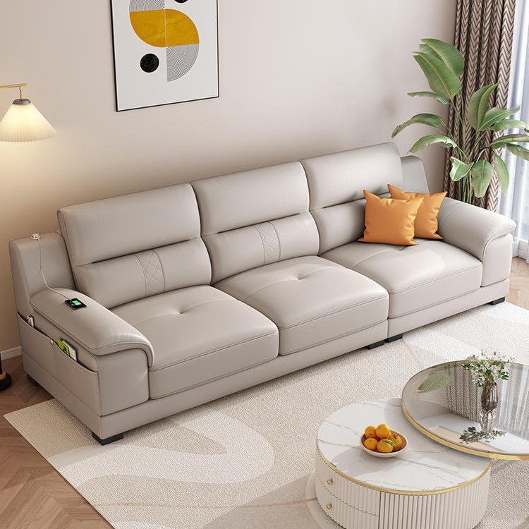 Modern Simple Leather Sofa Light Luxury Large and Small Apartment Living Room Double Three-Person Top Layer Cowhide Sofa Combination