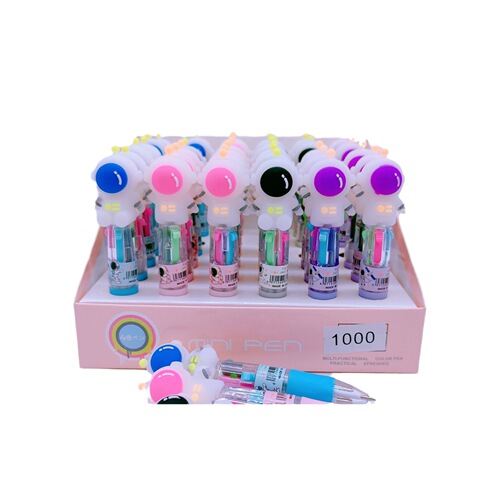 New Sanrio Kuromi four-color ballpoint pen, cute student mini multi-color pen, click-type color notebook pen
