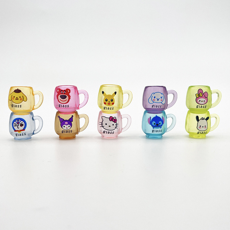 迷你卡通叠叠杯 仿真茶杯娃娃屋摆件奶油胶配饰树脂配件diy小饰品