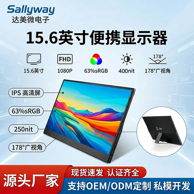 Cross-border 15.6-inch portable display HD display sub-screen integrated expansion dual-Type-C one-line mobile phone