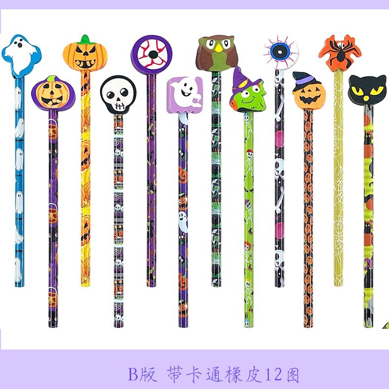 Lápiz navideño de estilo caliente de Amason, goma de borrar, festival de fantasmas de Pascua, lápiz de regalo del día de San Valentín de Halloween HB