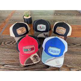 跨境新款外贸皮革贴布字母印花嘻哈棒球帽户外旅行遮阳鸭舌帽子