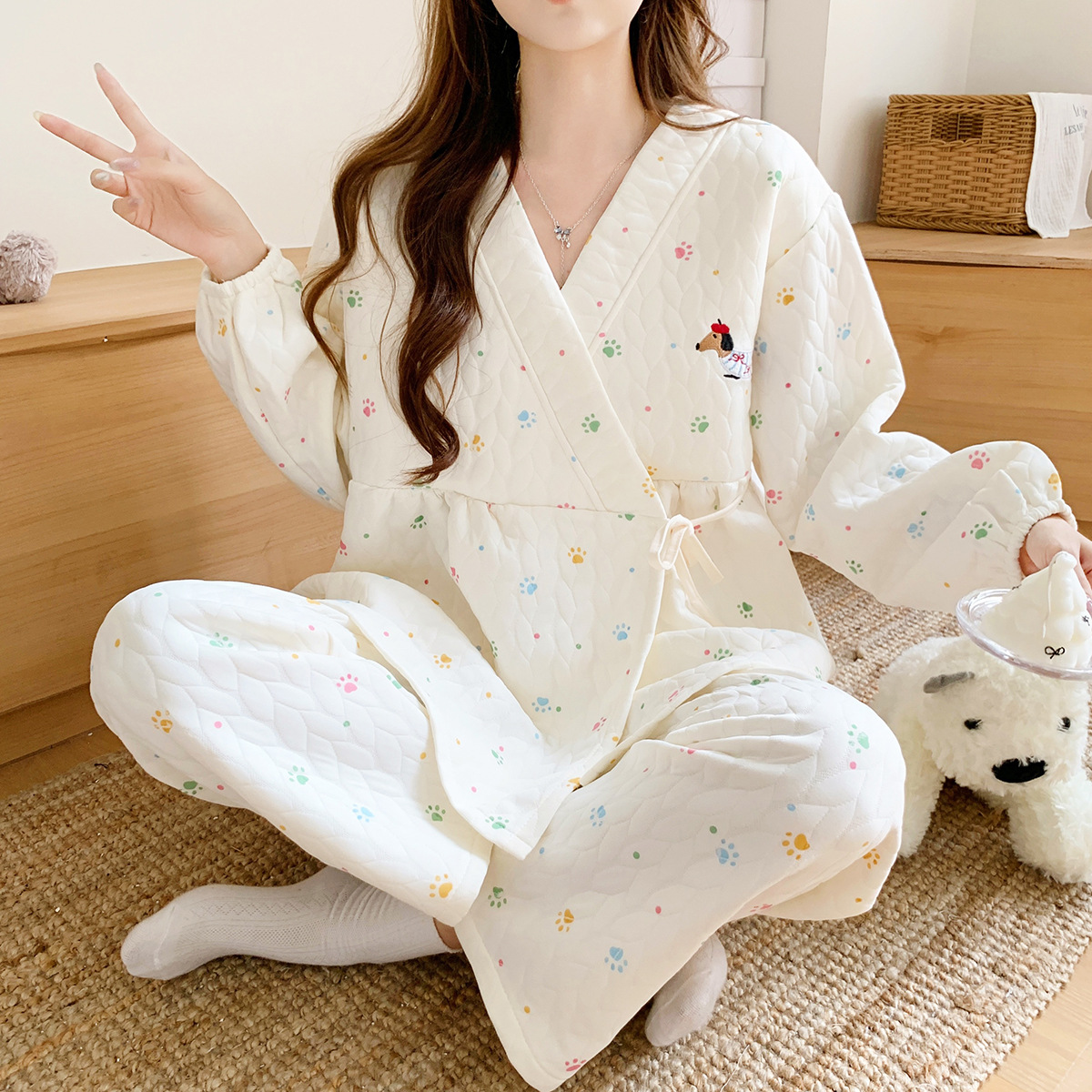 2909#footprint dog [kimono air cotton] / L size [ 42.5-60kg ]