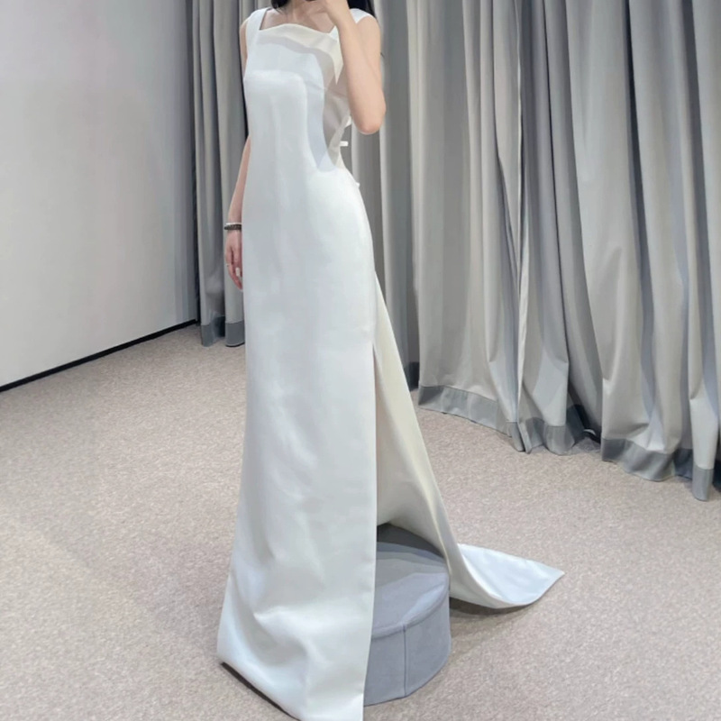 2026 New Style Light Wedding Dress, Simple Casual Slit Dress for Wedding, Engagement, and Reception 2026 New Style Light Wedding Dress, Simple Casual Slit Dress for Wedding, Engagement, and Reception