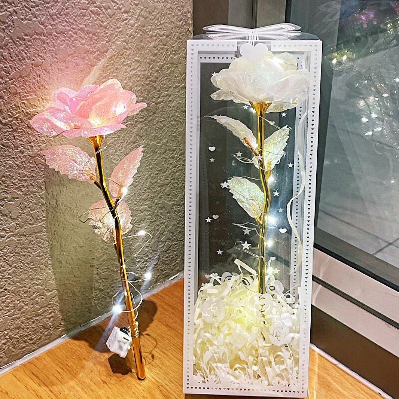 フラッシュゴールド永遠の花模擬ローズブーケナイトマーケット公園露店卸売中国のバレンタインデークリエイティブギフト|undefined
