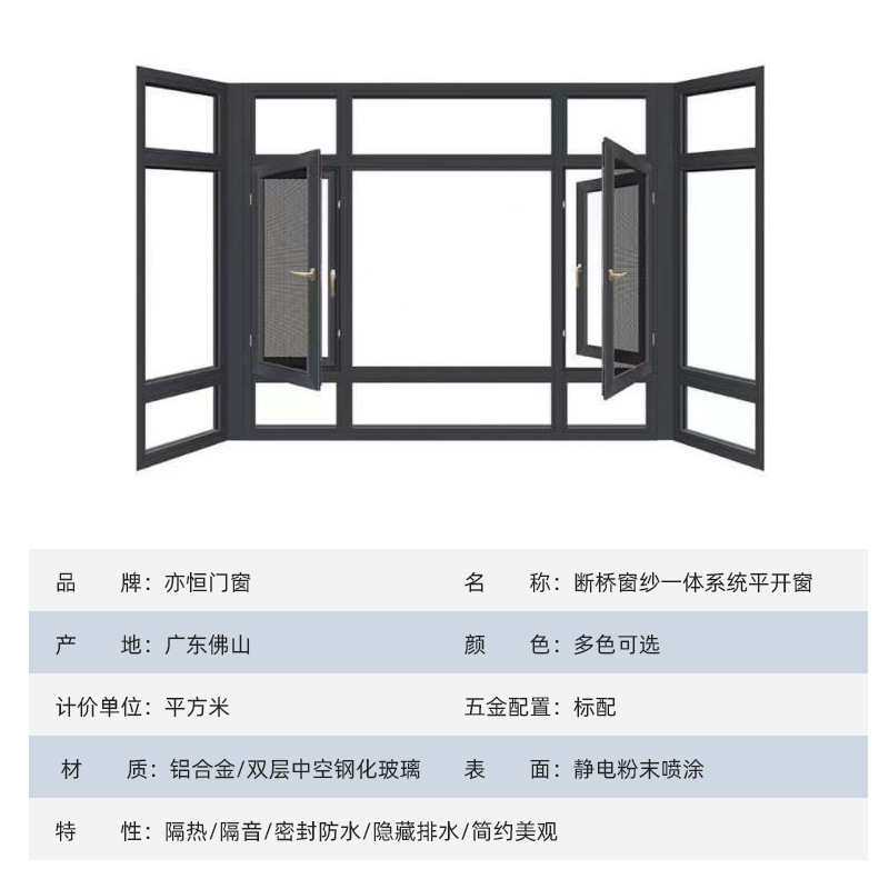 Окно Yiheng Doors and Windows Серия 50 без терморазрыва 1.4мм