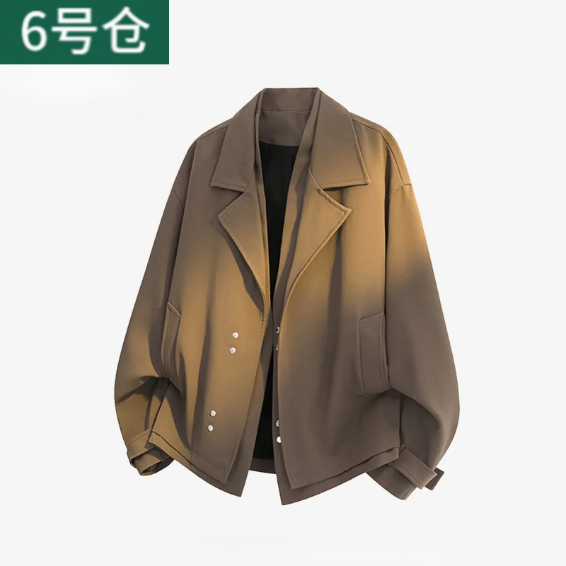 严选休闲西装夹克男士春秋季假两件高级感外套潮流上衣|undefined