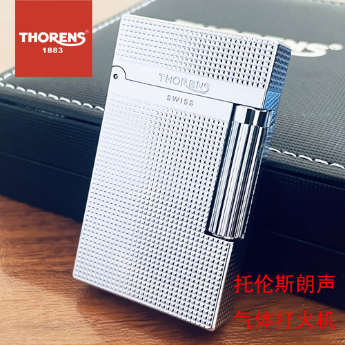 The brand originates from Swiss THORENS Torrens Gas Lighter Creative Brass Carved Grinding Wheel Steel Sound