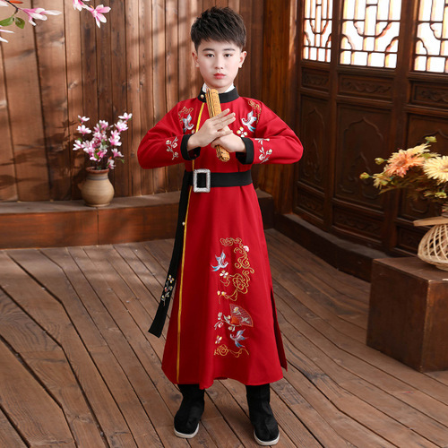 Boy hanfu spring model of wind restoring ancient ways Chinese children outfit boy warrior swordsman cosplay hanfu costume kids clothing 