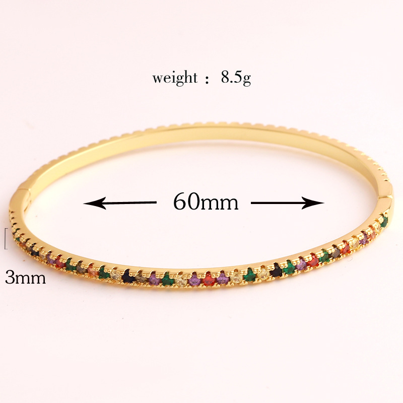 Bangle Classification 1 Piece Quantity Glam Multicolor Star Rectangle Copper 18k Gold Plated Zircon Bangle In Bulk
