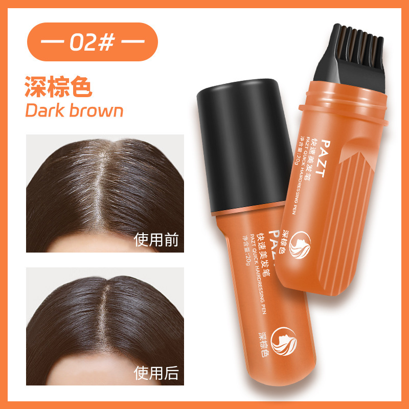歯付きヘアコーム付きヘアスタイリングスティック、クイックヘアスタイリングペン、白い植物エキスを配合した1本のコームで白髪をカバーし、髪をカバーします。|undefined