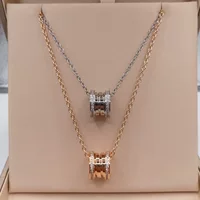 Высокая версия Baojia с толстым покрытием 18K розовое золото может нажимать двухрядное бриллиантовое ожерелье моды Seiko CNC ключицы цепи