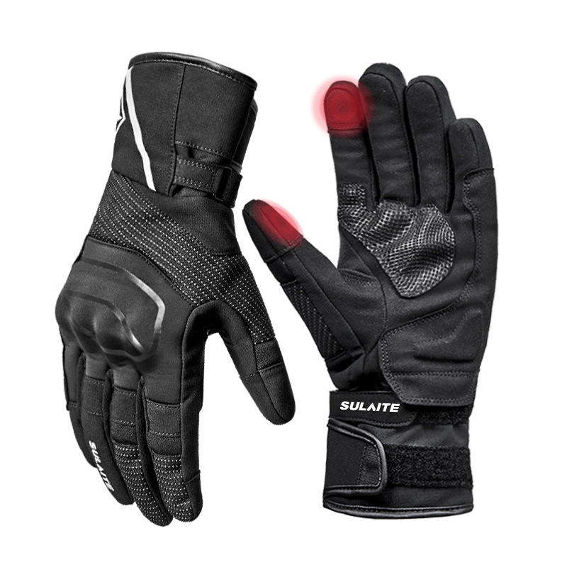 Sulaite Motorcycle Riding Gloves, Anti-Fall, Windproof, Winter Motorcycle Gloves, Fleece-Lined, Warm Rider Gloves