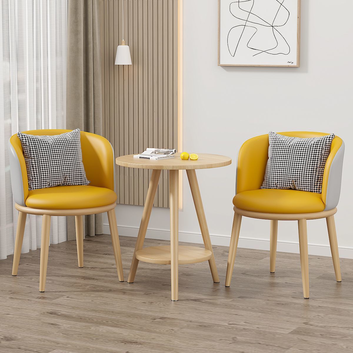 Mesa y silla de ocio balcón sala de estar de lujo ligera mesa y silla combinación de hotel de alojamiento residencial negociación en línea mesa y silla set de tres piezas