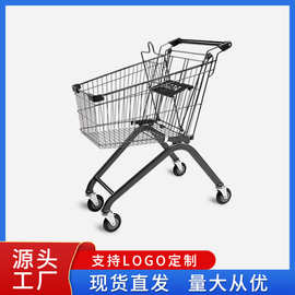 60升超市手推车理货车商场购物车仓库家用便利店买菜车60L黑闪银