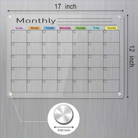 透明强磁吸冰箱计划管理贴展示白板亚克力干擦板日历板可重复使用