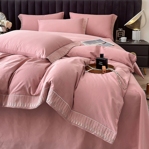 Light Luxury A-Class Mother and Baby Grade 80 Pieces Xinjiang Long Staple Cotton Pure Cotton Quilt Cover Set Full Cotton Bedspread Cover Home Bed Sheet Bed Skirt Style