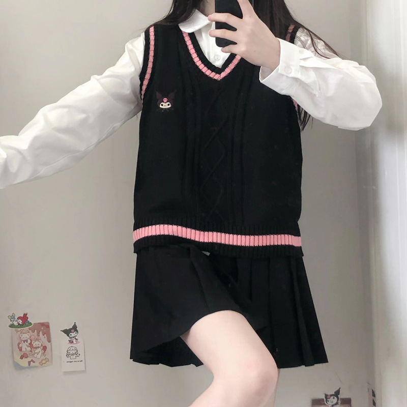Pudín de Perro bordado de Primavera y Otoño Nueva JK Chaleco de punto de las mujeres chaleco overwear flojo estilo de la Universidad dulce suave glutinoso image 5