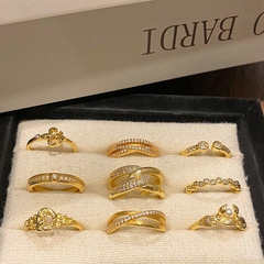 新中式復古金色素圈戒指2025年小眾輕奢高級感拉絲食指戒女款