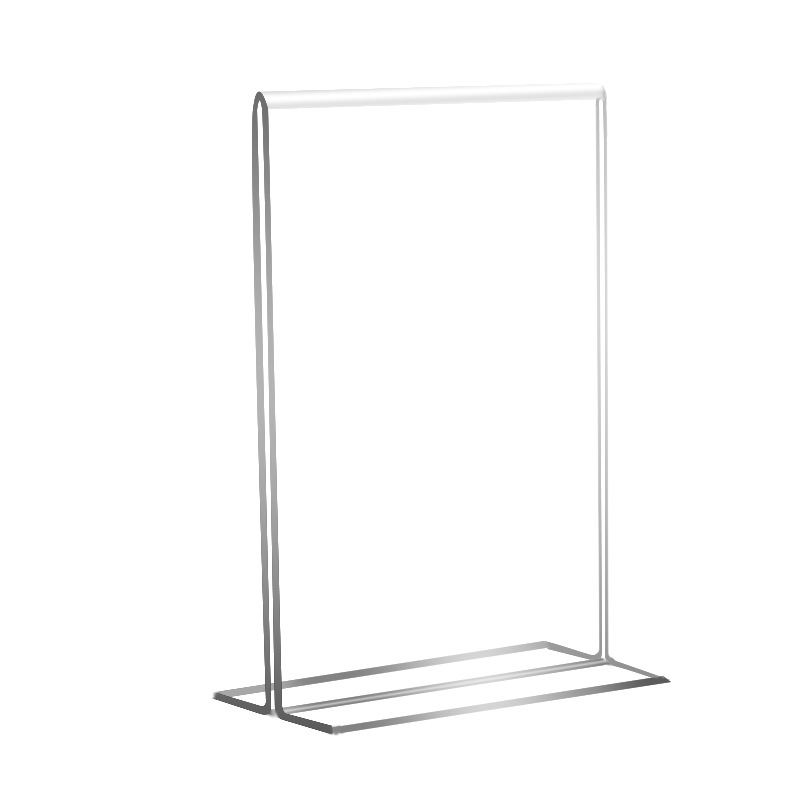 Tarjeta de cajón acrílico de doble cara transparente en forma de T en forma de menú de precio publicitario de exhibición de tarjetas de mesa de tarjetas